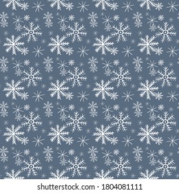 Patrón sin foco con copos de nieve sobre fondo azul para el invierno y el diseño de navidad