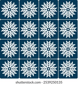 Seamless pattern with snowflakes on a blue background. Christmas background, winter illustration.