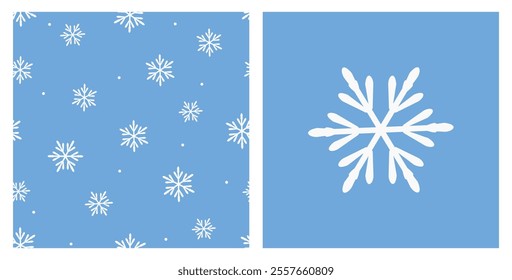 Seamless pattern with snowflakes on blue background. Snowflakes icon vector.