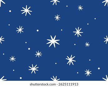 Seamless pattern with snowflakes on blue background vector.