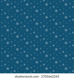 Seamless pattern. Snowflakes on a blue background. Gift paper and cardboard.