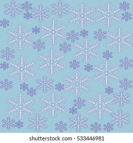 Seamless pattern with snowflakes on blue