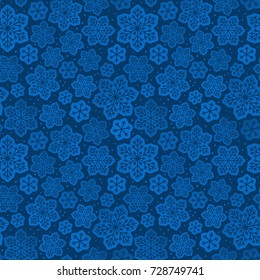 Seamless pattern with snowflakes on blue