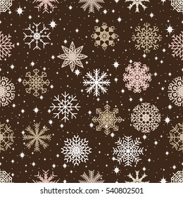 Seamless pattern with snowflakes on the Christmas and New Year. Winter pattern. Vector illustration