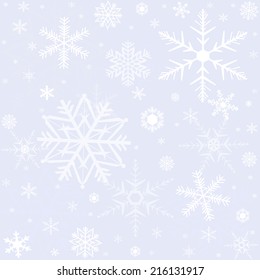 Seamless pattern with snowflakes on gray background