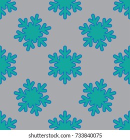 Seamless pattern with snowflakes on gray