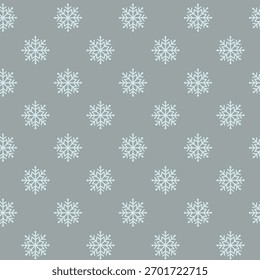 Seamless pattern with snowflakes on grey background. Vector frosty winter background