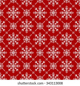 Seamless pattern from snowflakes on a knitted texture