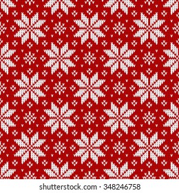Seamless pattern from snowflakes on a knitted texture