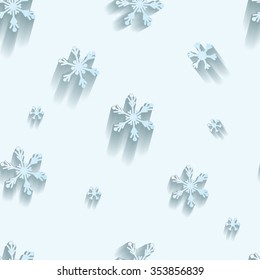 Seamless pattern.  Snowflakes on light blue background