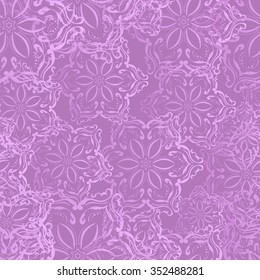 Seamless pattern of snowflakes on a lilac background.