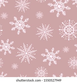 seamless pattern with snowflakes on a pink background