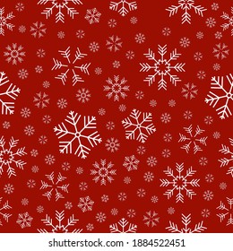 Seamless pattern with snowflakes on a red background. Vector winter illustration
For greeting cards, wrapping paper