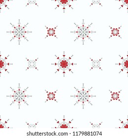 Seamless pattern with Snowflakes on the white background for Xmas decor. Vector.