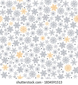 Seamless pattern. Snowflakes on white background. New Year. Vector.