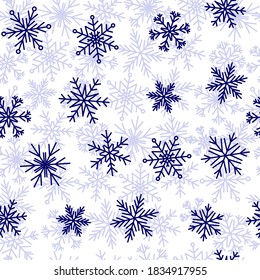 Seamless pattern with snowflakes on white - background for winter New Year and Christmas design