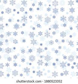 patrón ininterrumpido con copos de nieve en fondo blanco