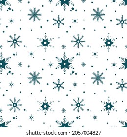 Seamless pattern with snowflakes on white background