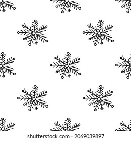patrón ininterrumpido con copos de nieve sobre fondo blanco. ilustración de navidad vectorial