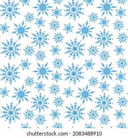 Seamless pattern of snowflakes on a white background