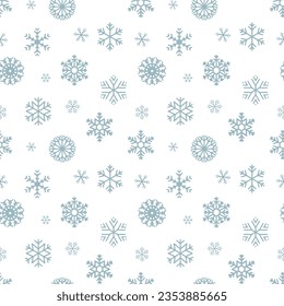 Seamless pattern, snowflakes on a white background. Print, Christmas background, textile, vector	
