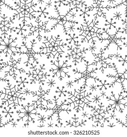 Seamless pattern with snowflakes on white background. Vector illustration