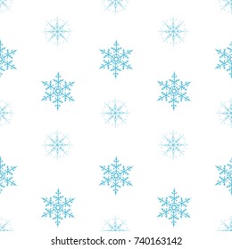 seamless pattern of snowflakes on a white background. For posters, postcards, greeting for Christmas, new year. Vector illustration.