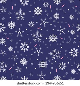 Seamless pattern of snowflakes for printing, fabrics, covers, Christmas and new year background
