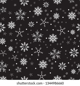 Seamless pattern of snowflakes for printing, fabrics, covers, Christmas and new year background