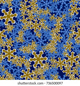 Seamless pattern. Snowflakes are scattered in disorder. New Year's background.