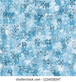 Seamless pattern. Snowflakes, six-pointed stars and winter camouflage.