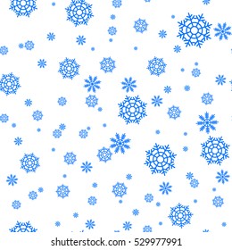 Seamless pattern with snowflakes and snow. Retro wallpaper decoration. Vector holiday ornament christmas illustration