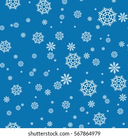 Seamless pattern with snowflakes and snow. Retro wallpaper decoration. Vector holiday ornament christmas illustration.