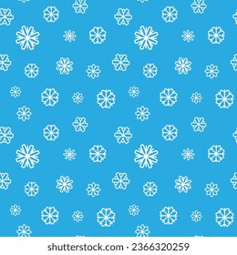Patrón sin foco de nieve nevan sobre fondo azul. Ilustración vectorial. Para fondo, banner, textil, afiche, scrapbook, boda, invitación, tarjeta de saludo, venta	