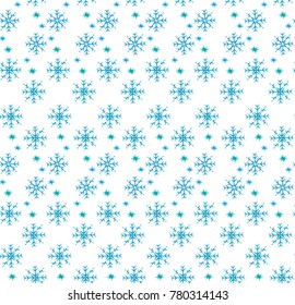 Seamless pattern of snowflakes and stars.