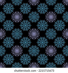 Seamless pattern with snowflakes. Traditional New Year and Christmas decorative background. Vector texture.  