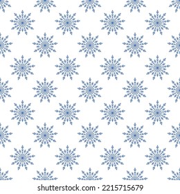 Seamless pattern with snowflakes. Traditional New Year and Christmas decorative background. Vector texture.  