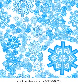 Seamless pattern of snowflakes. Transparent background.