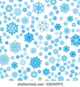 Seamless pattern of snowflakes. Transparent background.