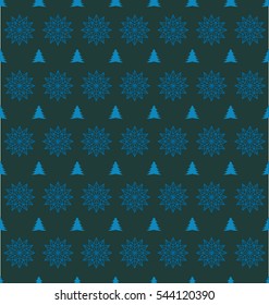 Seamless pattern of snowflakes or tree christmas