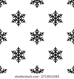 A seamless pattern of snowflakes in various shapes, creating a winter-themed background for holiday designs and seasonal decorations.