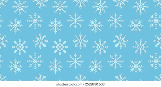 Padrão contínuo de flocos de neve. Fundo de inverno. Ilustração vetorial. Pode ser usado para papel de parede, embalagem, impressão.