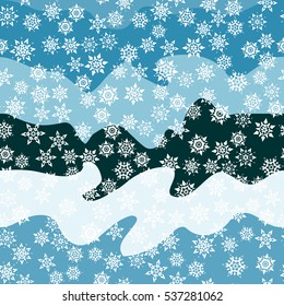 Seamless pattern of snowflakes. Winter camouflage.