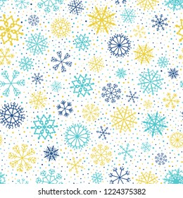 Seamless pattern with snowflakes for winter and Christmas backgrounds and wrapping paper