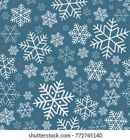 Seamless pattern with snowflakes Winter festive background on New Year and Christmas Pattern for greeting cards invitations wallpaper banners wraps advertising packaging Template for holidays Vector