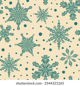 Copos de nieve de patrón sin fisuras Navidades de fondo decorativo de Vector de vacaciones de invierno