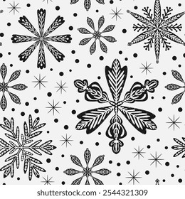 Copos de nieve de patrón sin fisuras Navidades de fondo decorativo de Vector de vacaciones de invierno