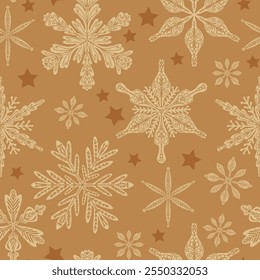 Seamless pattern snowflakes Winter holiday vector decorative background Christmas
