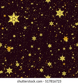 Seamless pattern of snowflakes.Christmas Snowflakes Background. Seamless Repeating Pattern