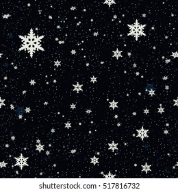 Seamless pattern of snowflakes.Christmas Snowflakes Background. Seamless Repeating Pattern